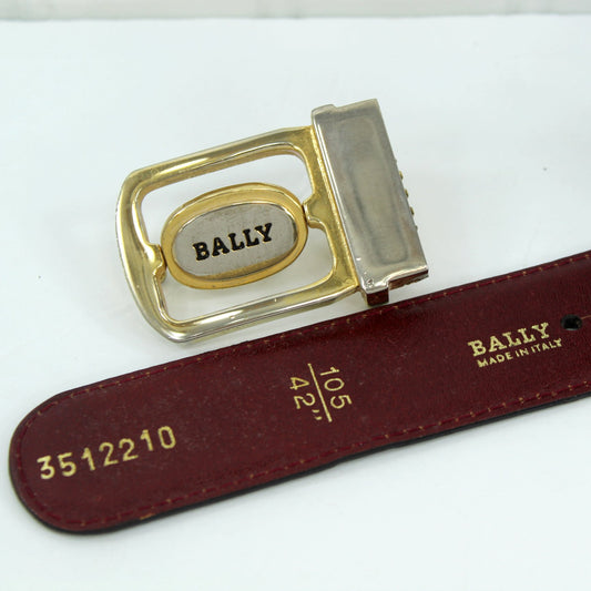 Bally Logo Reversible Belt Black Burgundy Size 42" Italy Pre Owned