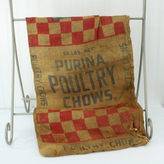 Purina Vintage Poultry Chows Burlap Feed Bag 50# Size