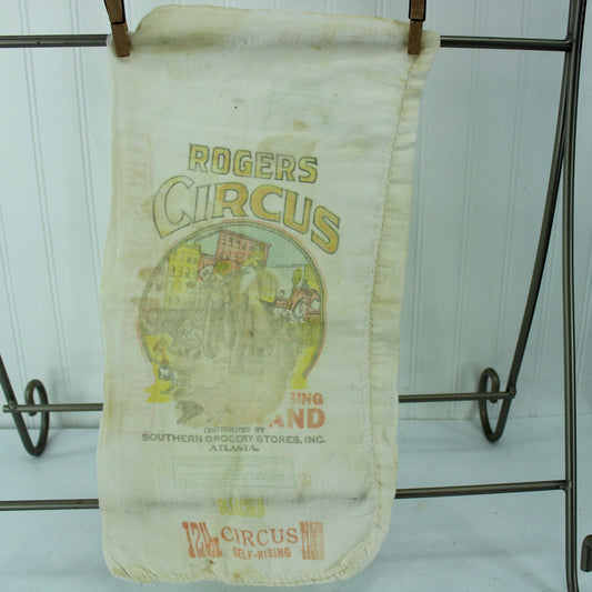 Vintage Rogers Circus Flour Bag Sack Southern Grocery Stores Atlanta 12# Size