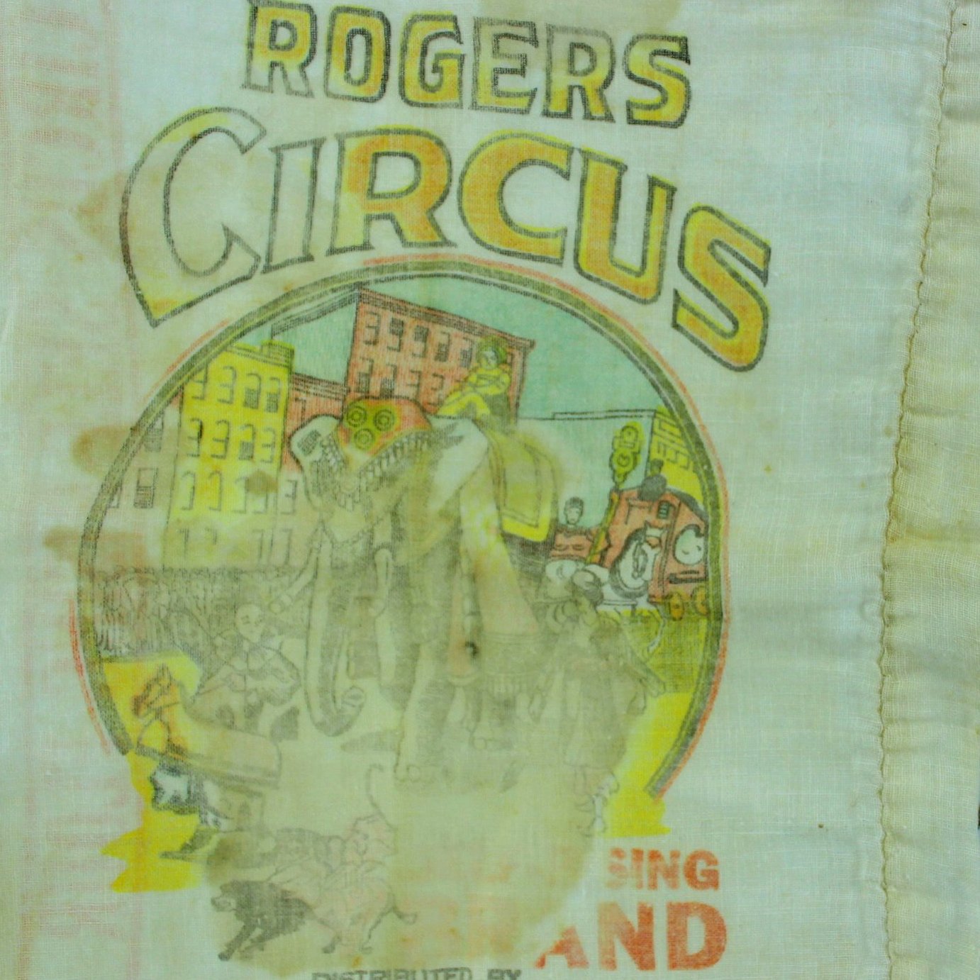 Vintage Collectible 1940s Rogers Circus Flour Bag Sack Southern Grocery Stores Atlanta 12#