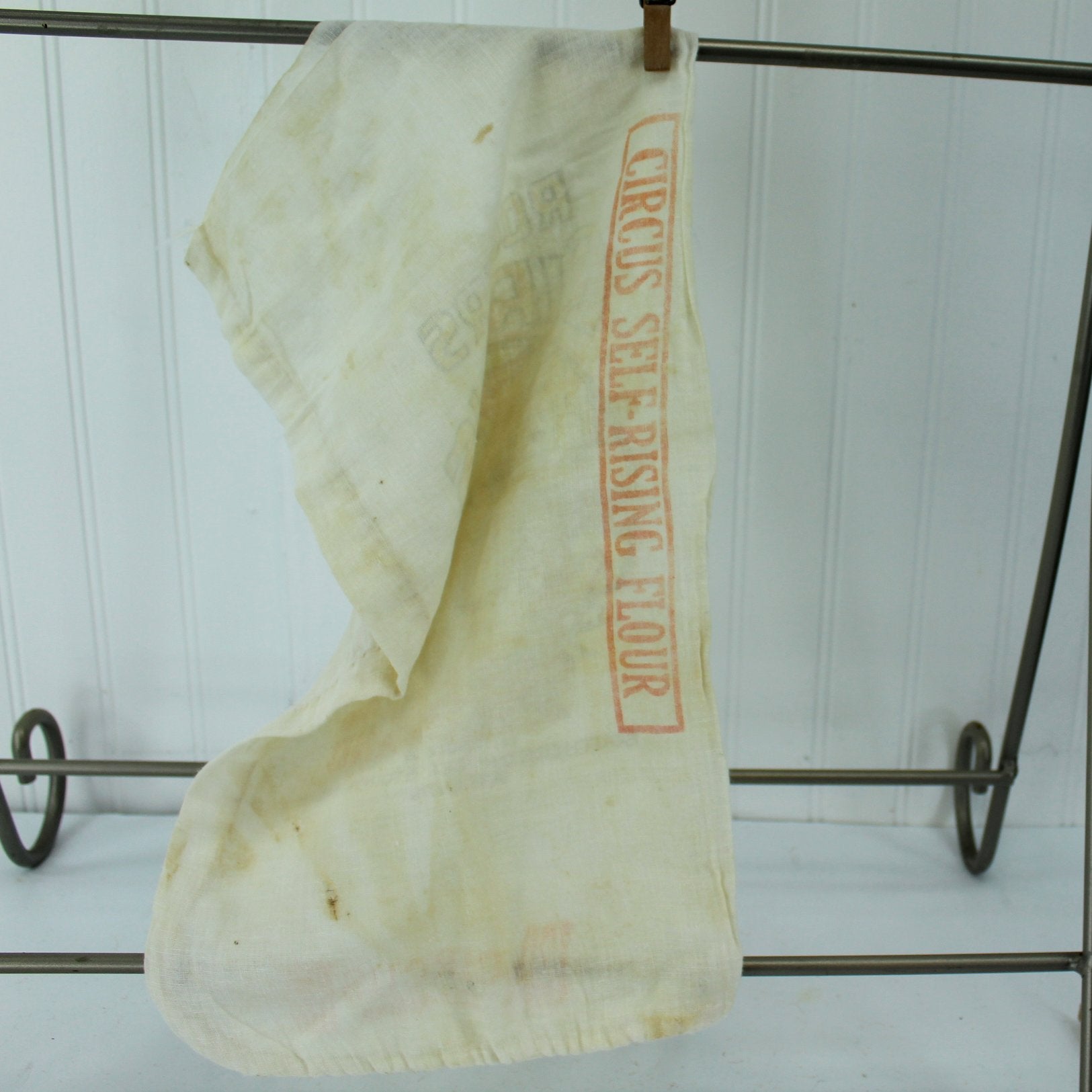 Vintage Rogers Circus Flour Bag Sack Southern Grocery Stores Atlanta 12# Size reverse view 