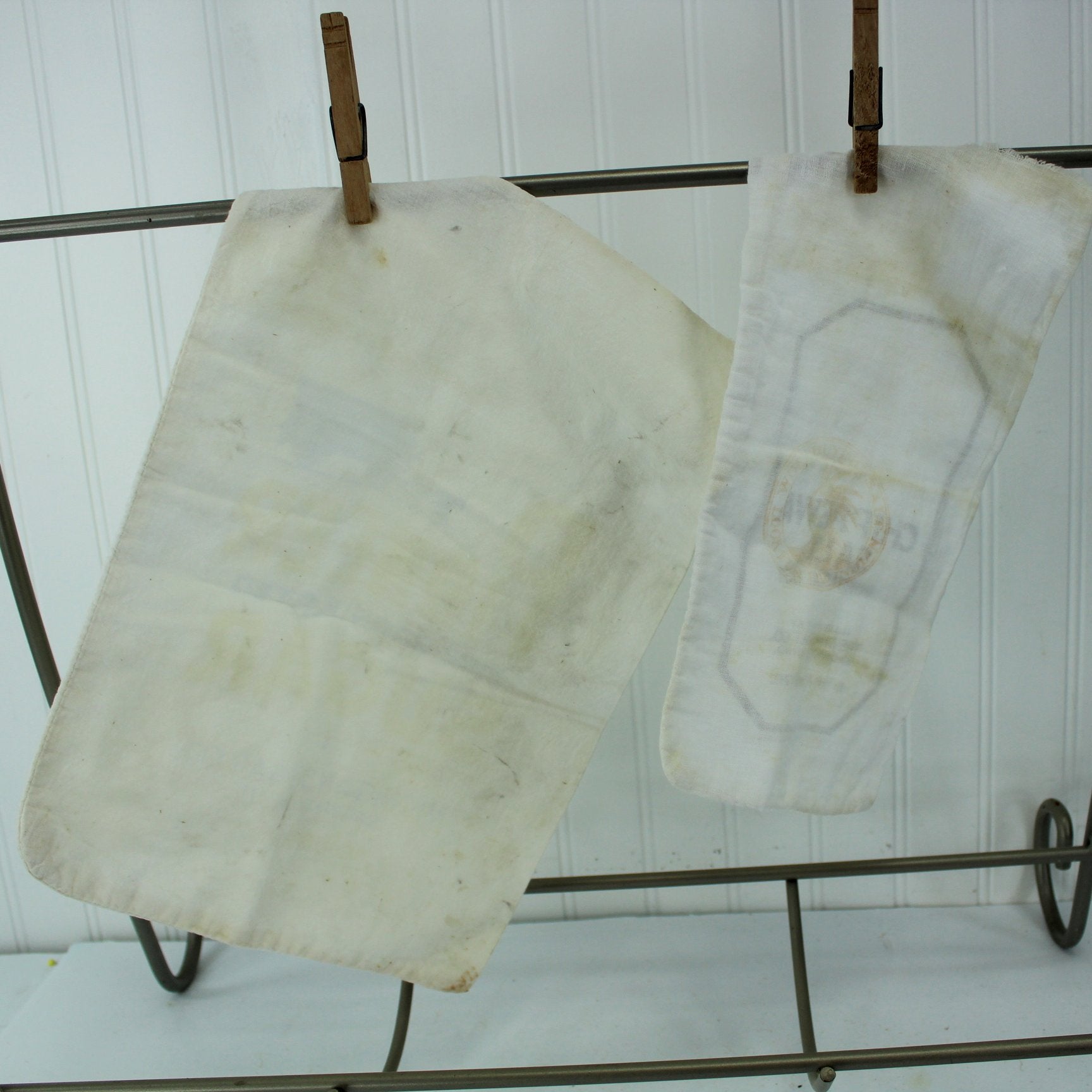 Vintage Pioneer Sugar Bag Sack Covered Wagon 10# Chippewa Salt 5# Adv. Collectibles reverse bags