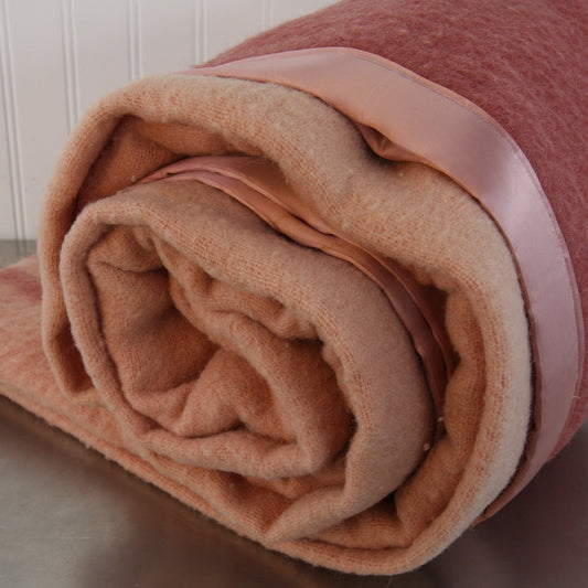 Vintage Pale Pink Dusty Rose Striped Wool Blanket 1