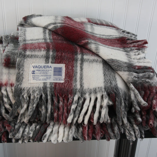 Vaquera Throw Blanket From Lanera Textil Red Gray Plaid 76 X 60