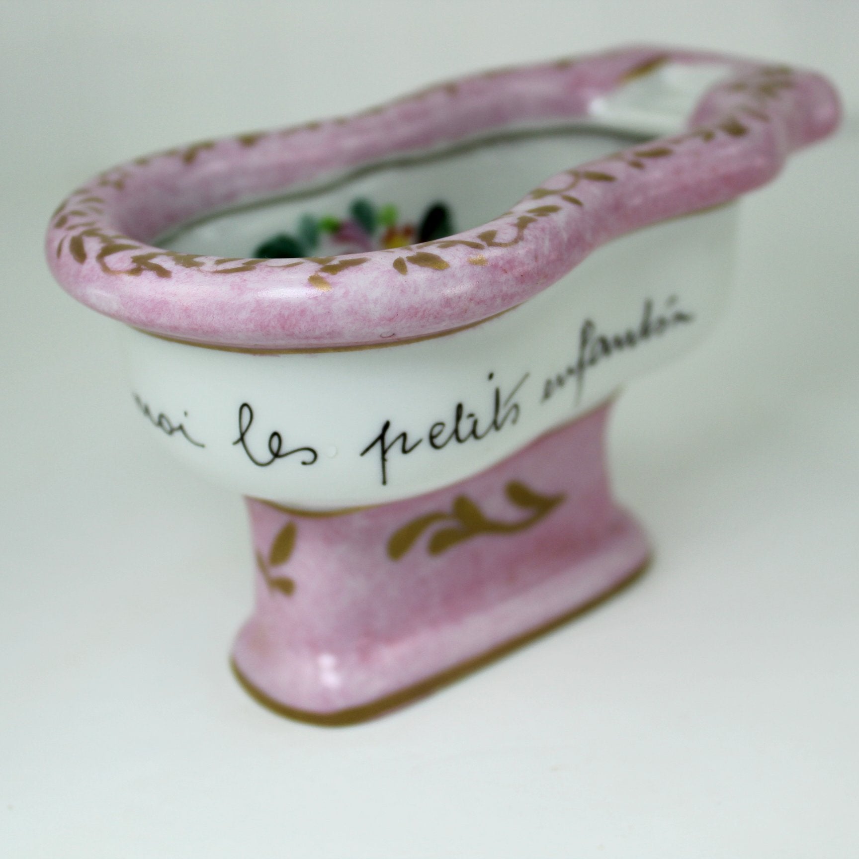 Vintage 1940s Porcelain Baptism Bowl Inscribed "laissez venir à moi les petits enfants"