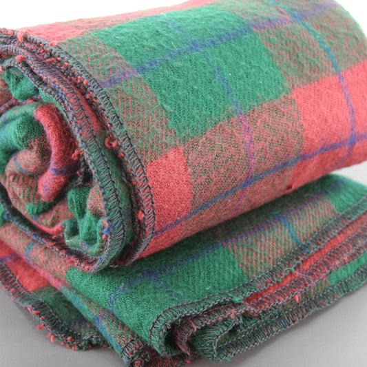 Vintage Tennesse Woolen Mills Acrylic Red Green Plaid Blanket 96 X 84 Q/K