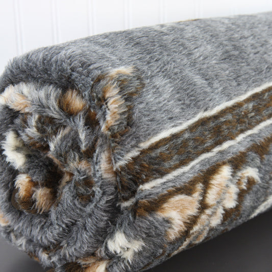 Vintage Biederlack Gray Brown Throw Blanket or Bed Cover 59 X 72