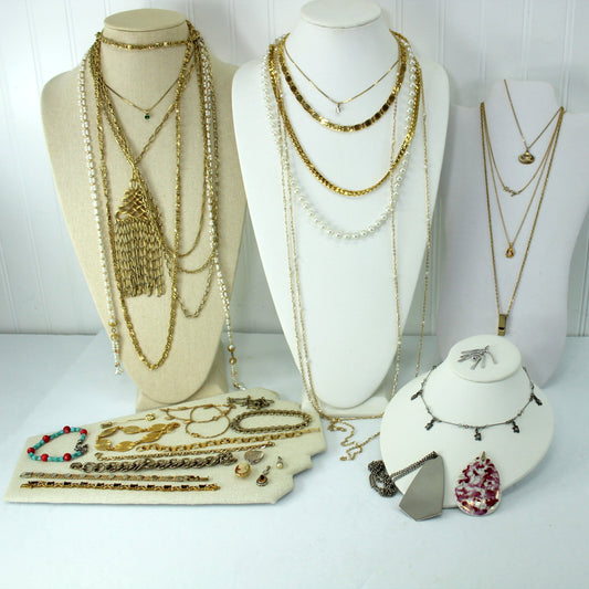 Collection Lot Jewelry Unmarked Necklaces Bracelets Wearables Resale
