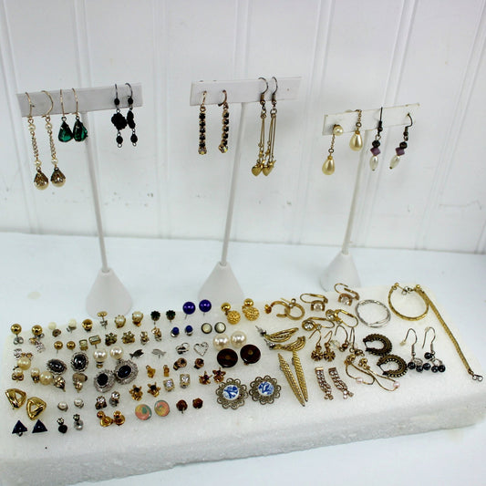Lot Collection 57 Pairs Post Earrings Wearables DIY Project Stones Repurpose