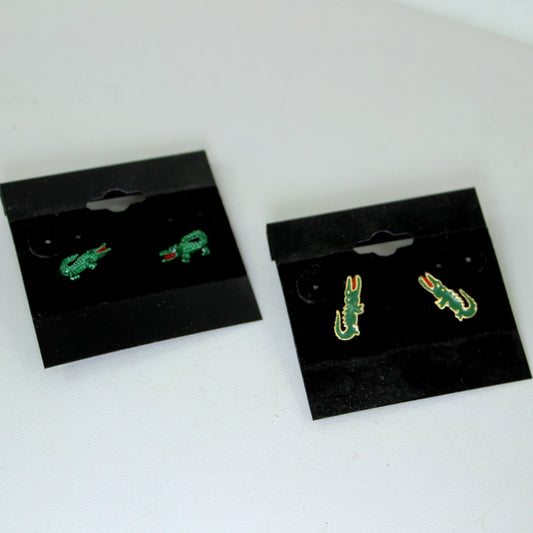 Collection 2 Pairs Post Stud Earrings Gator Alligator Enamel Florida Gator