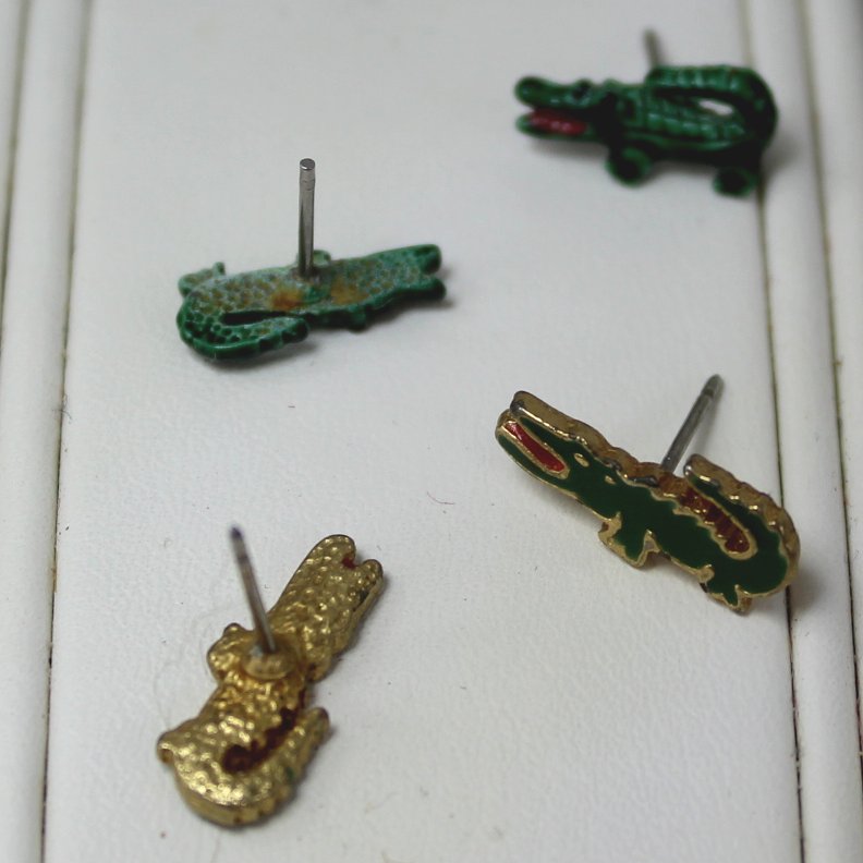 Collection 2 Pairs Post Stud Earrings Gator Alligator Enamel Florida Gator reverse