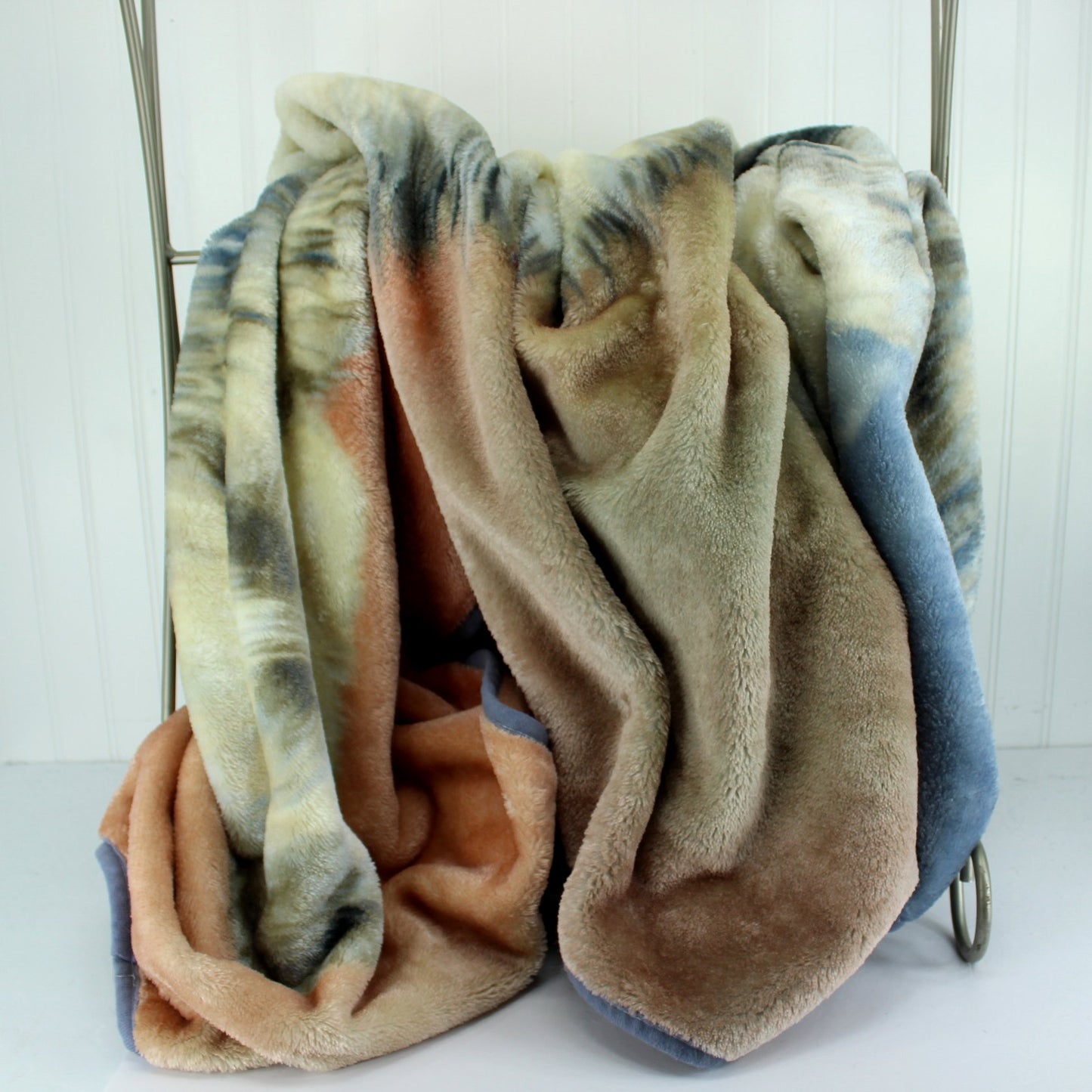 Shavel Polyester Throw Blanket Wolf Beautiful Colors Grey Blues Peach lush unusual colors