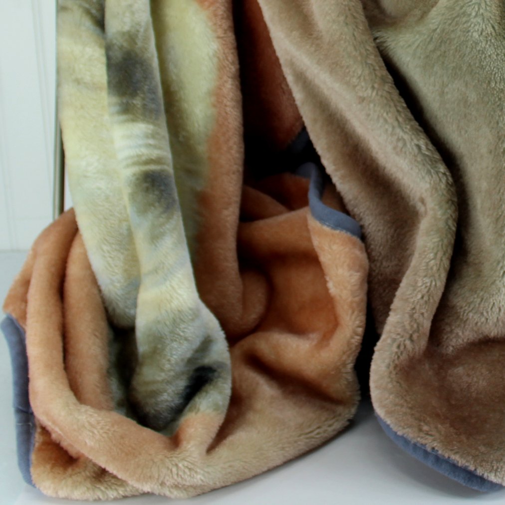 Shavel Polyester Throw Blanket Wolf Beautiful Colors Grey Blues Peach closeup nap colors