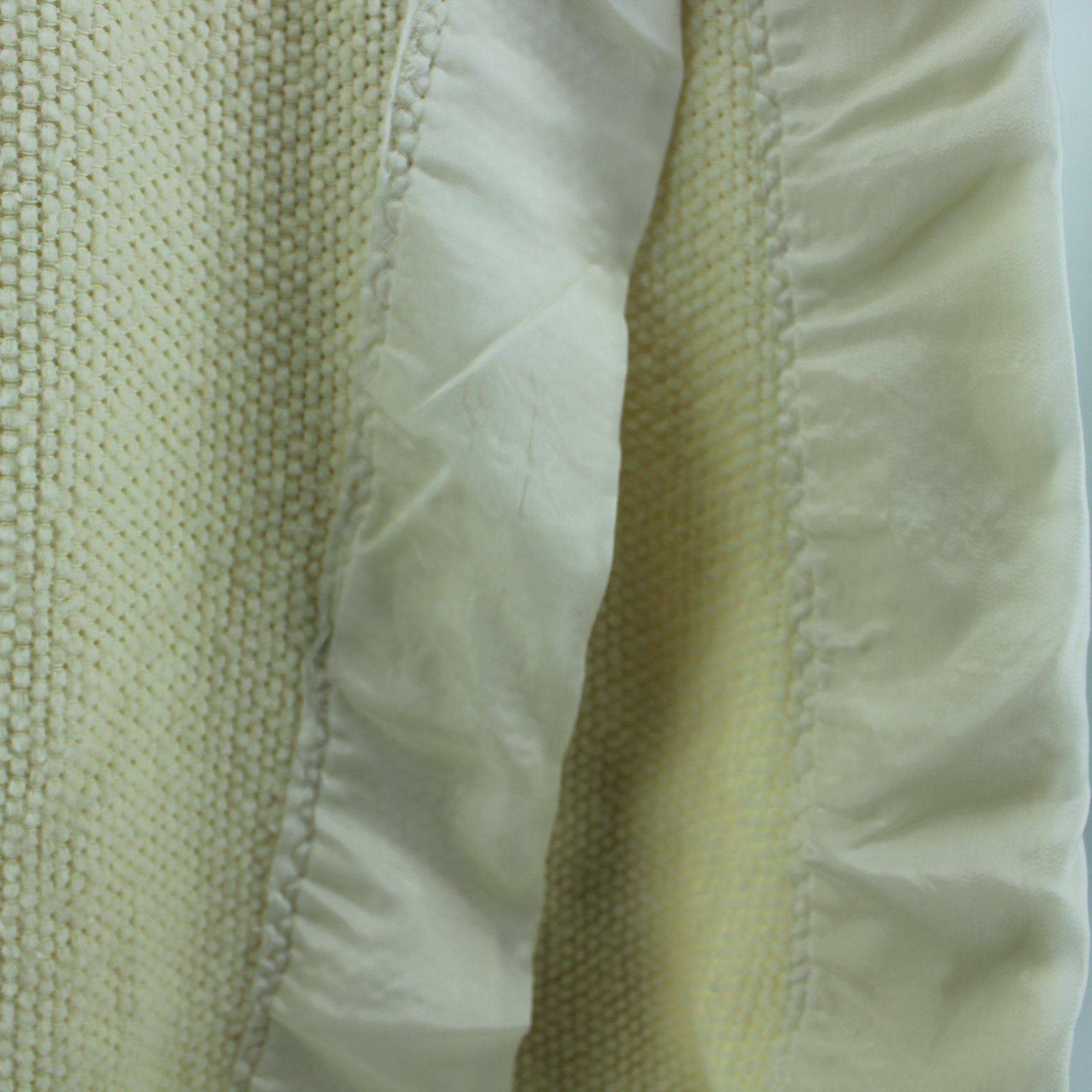 Cream Acrylic Blanket Popcorn Weave 66" X 82" cloeup view of weave