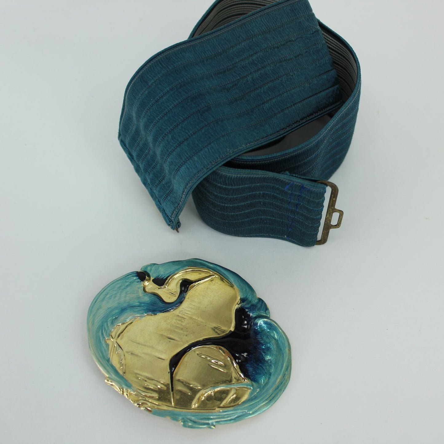 Charmant Heron Vintage Turquoise Teal Stretch Belt Clip Buckle seperate pieces