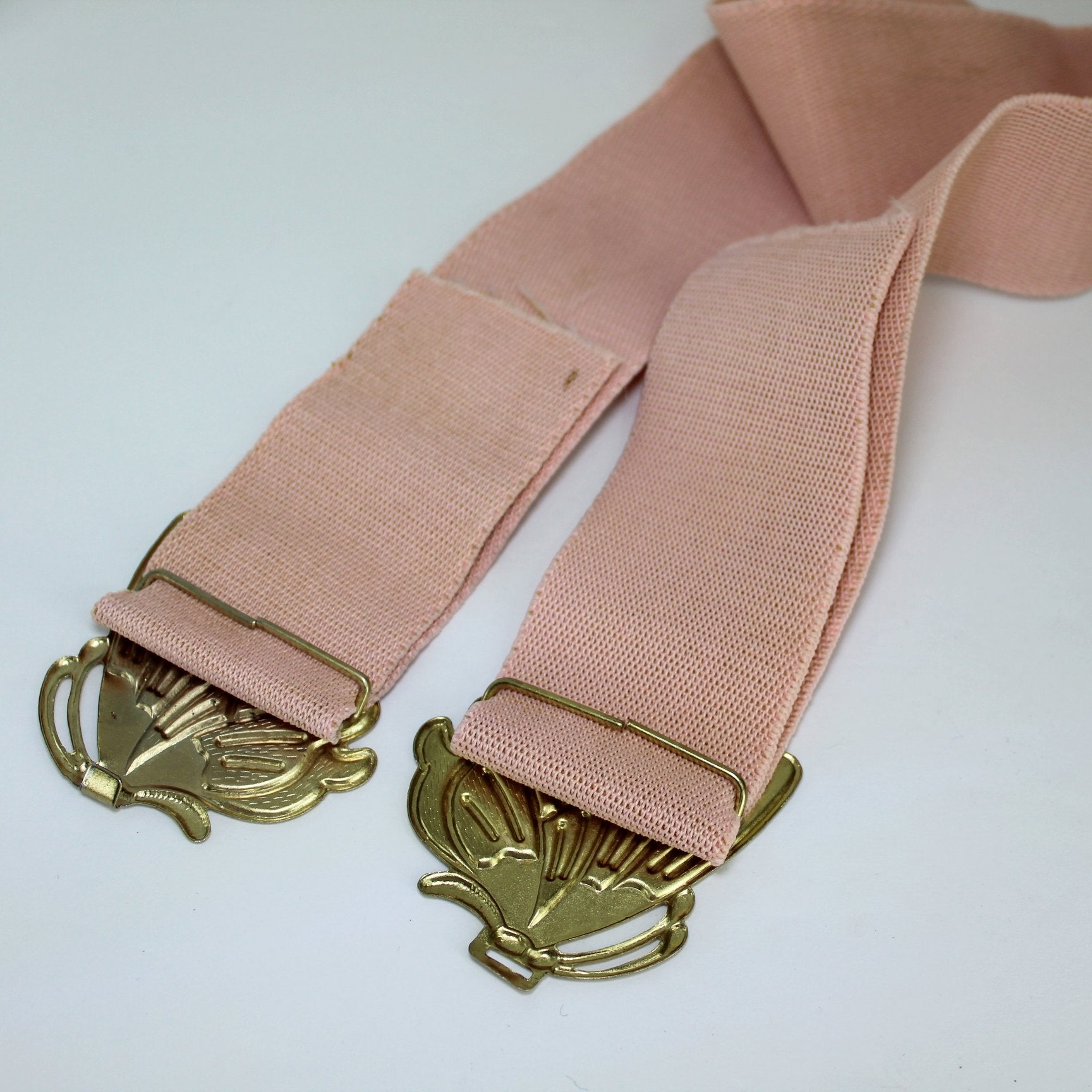 Vintage Pale Pink Stretch Belt Metalic Butterfly Clip Buckle Adjustable Size adjustable size belt