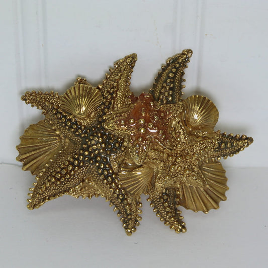 Elegant Bright Gold Metal Belt Buckle Starfish Shells for Cord Belt