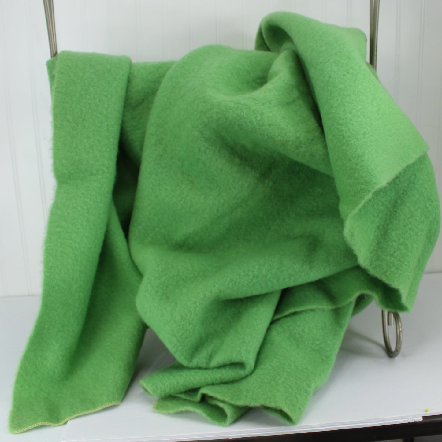 Grass Green Small Wool Blanket DIY Repurpose Use 64" X 70"