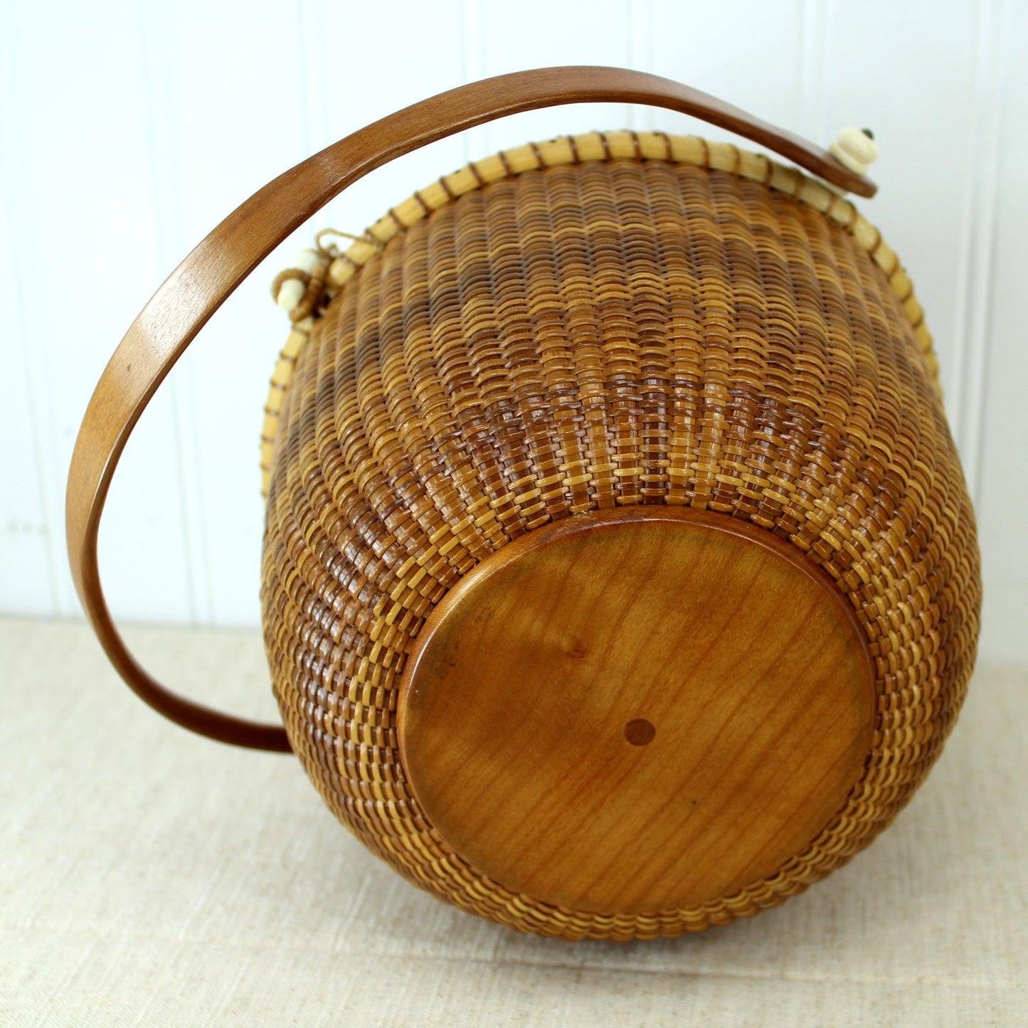 Nantucket Friendship Basket Purse Shell Ivory Rare Dome Shape