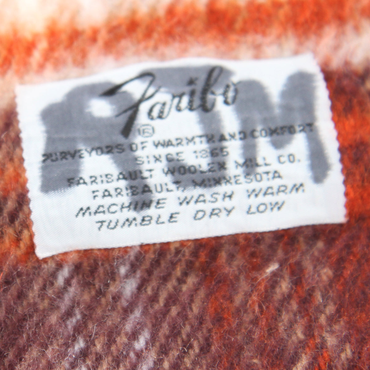 Vintage Faribo Brown Rust Fringed Throw Stadium Blanket 36W x 52L