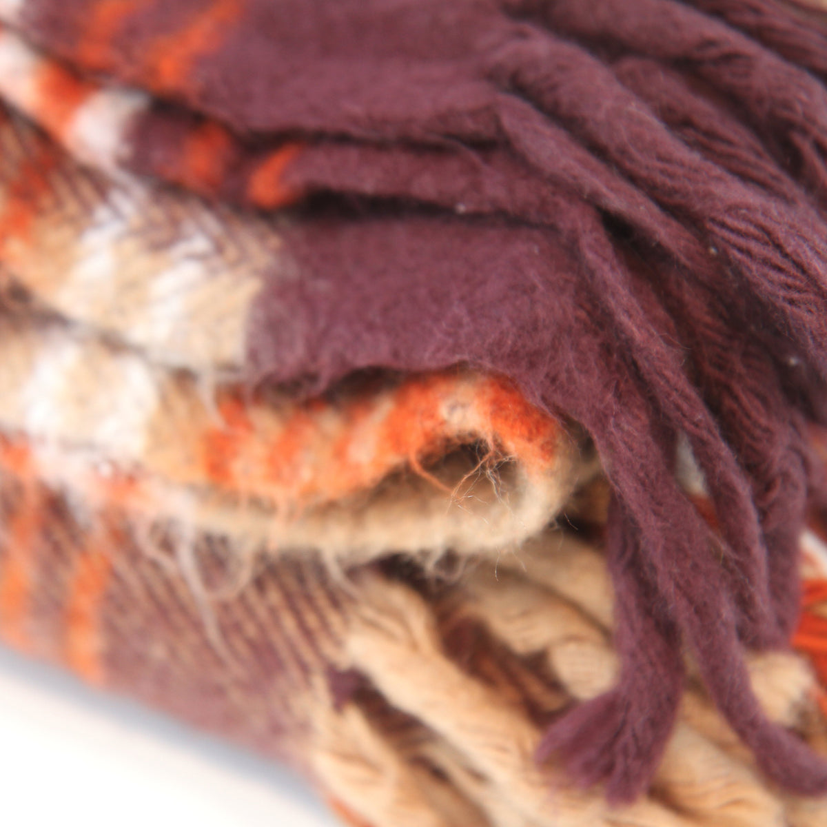 Vintage Faribo Brown Rust Fringed Throw Stadium Blanket 36W x 52L