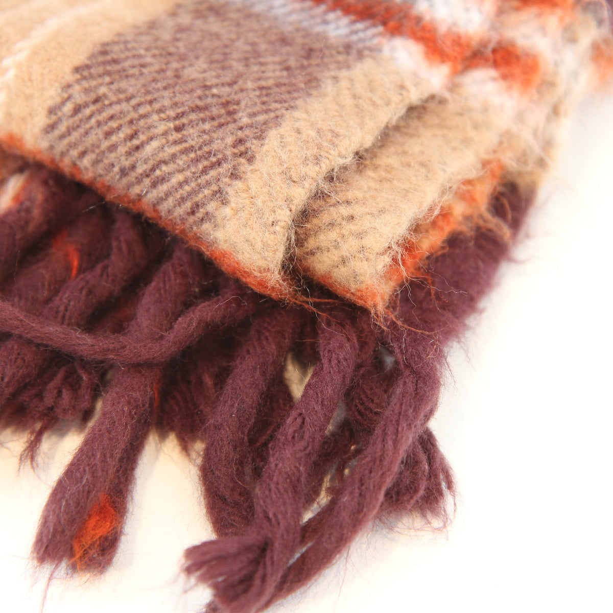Vintage Faribo Brown Rust Fringed Throw Stadium Blanket 36W x 52L