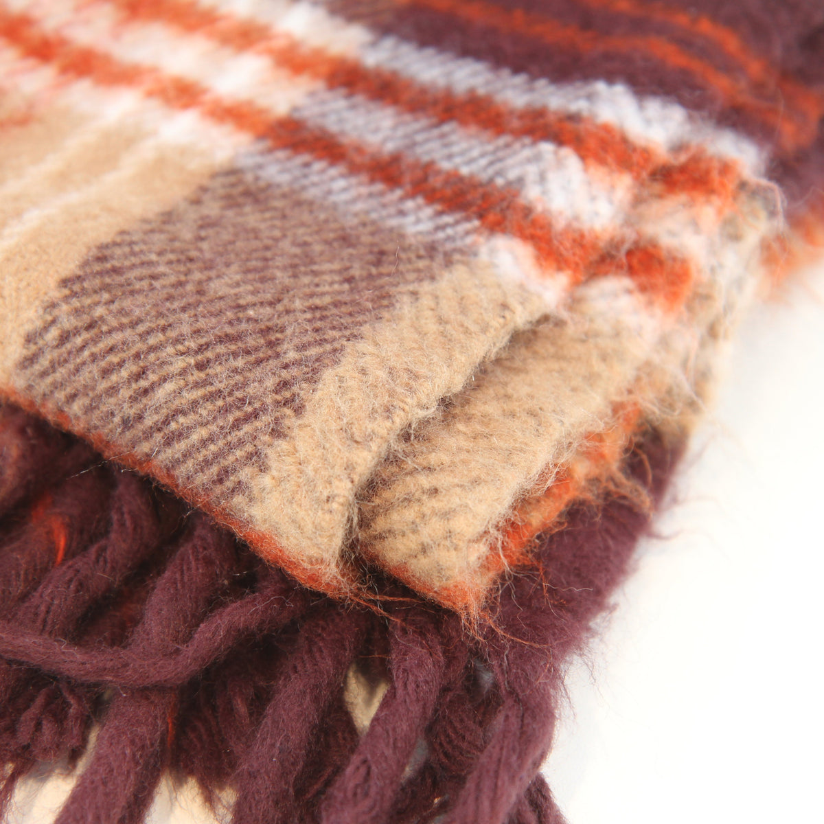 Vintage Faribo Brown Rust Fringed Throw Stadium Blanket 36W x 52L