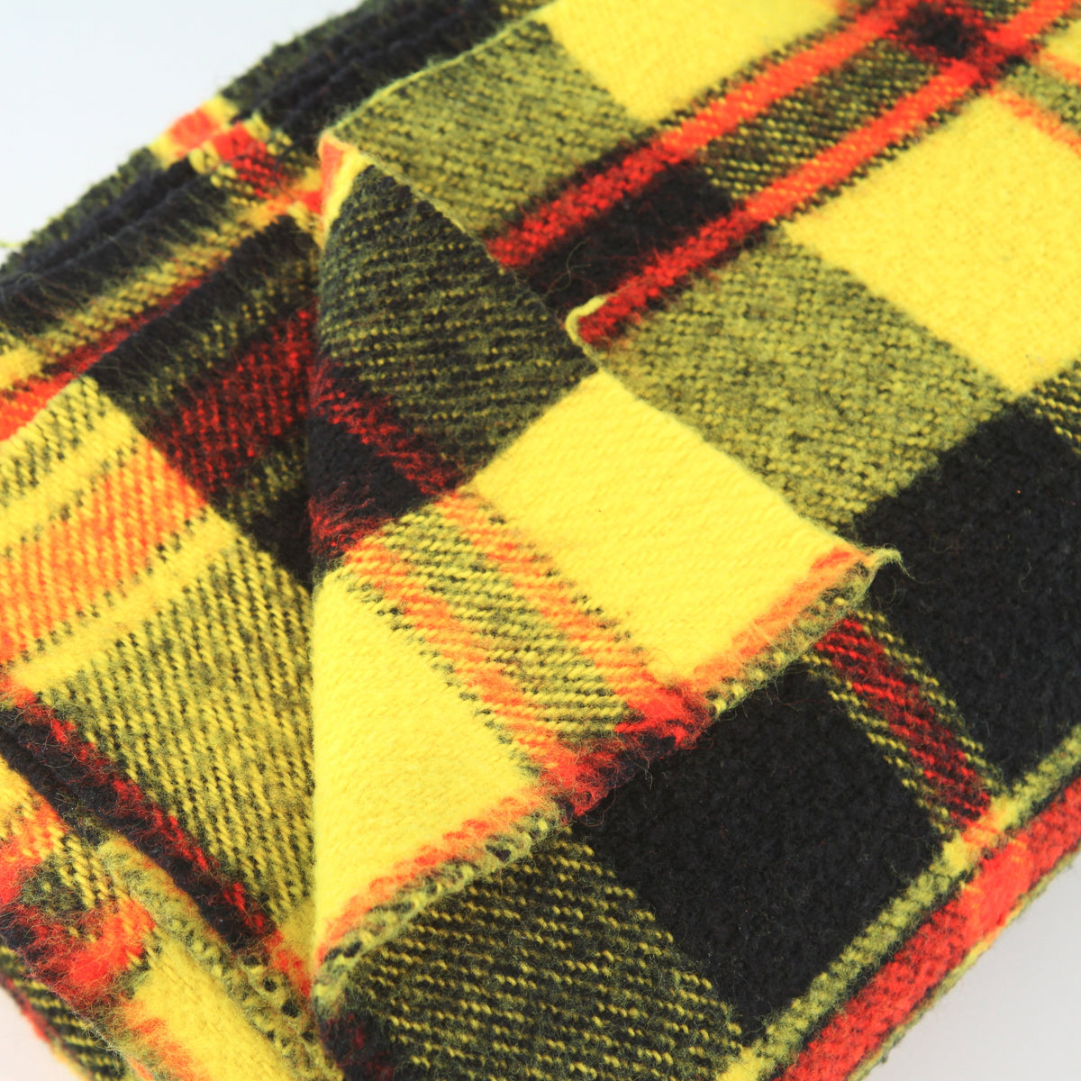 Vintage Unbranded Yellow Plaid Throw Blanket 69W x 76L