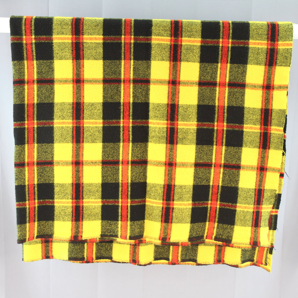 Vintage Unbranded Yellow Plaid Throw Blanket 69W x 76L
