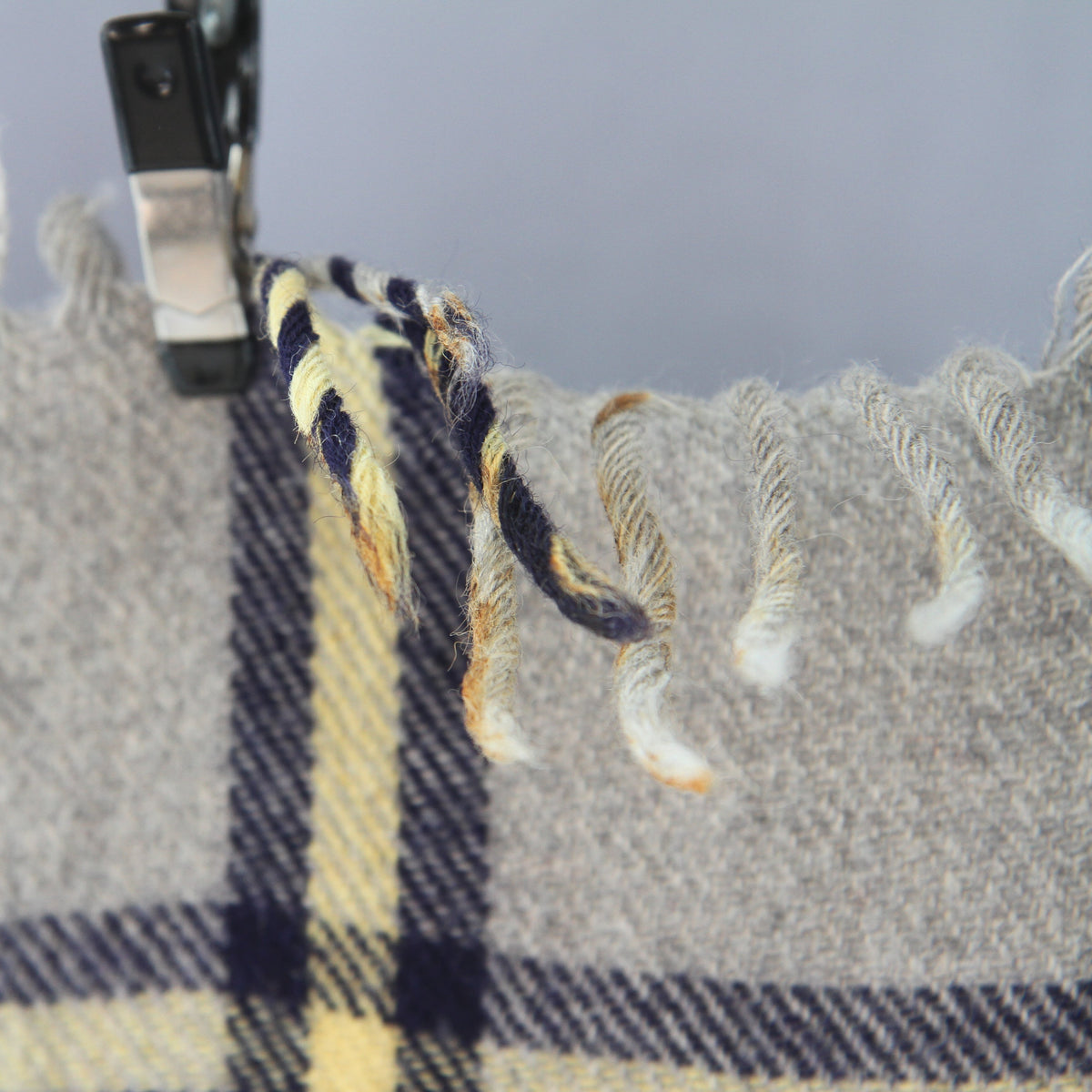 Vintage Troy Plaid Fringed Wool Cabin Camp Blanket 54W x 66L. Has the traditional feel and smell of wool.