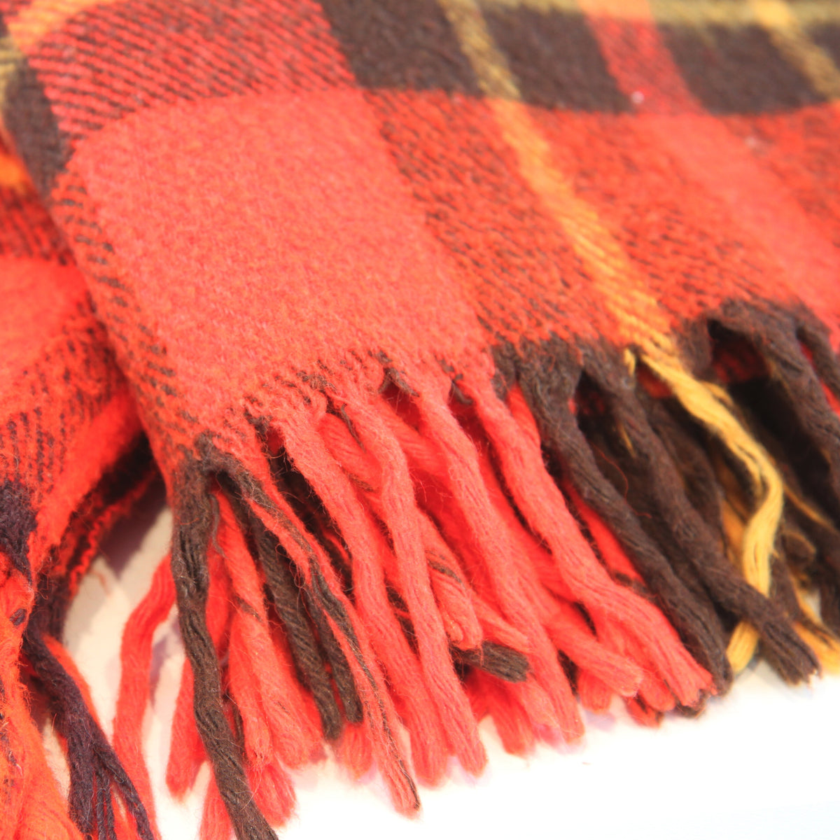 Pair Vintage Classic Red Plaid Throws Stadium Blankets 54 X 54. Believed to be made by Faribo.&nbsp;