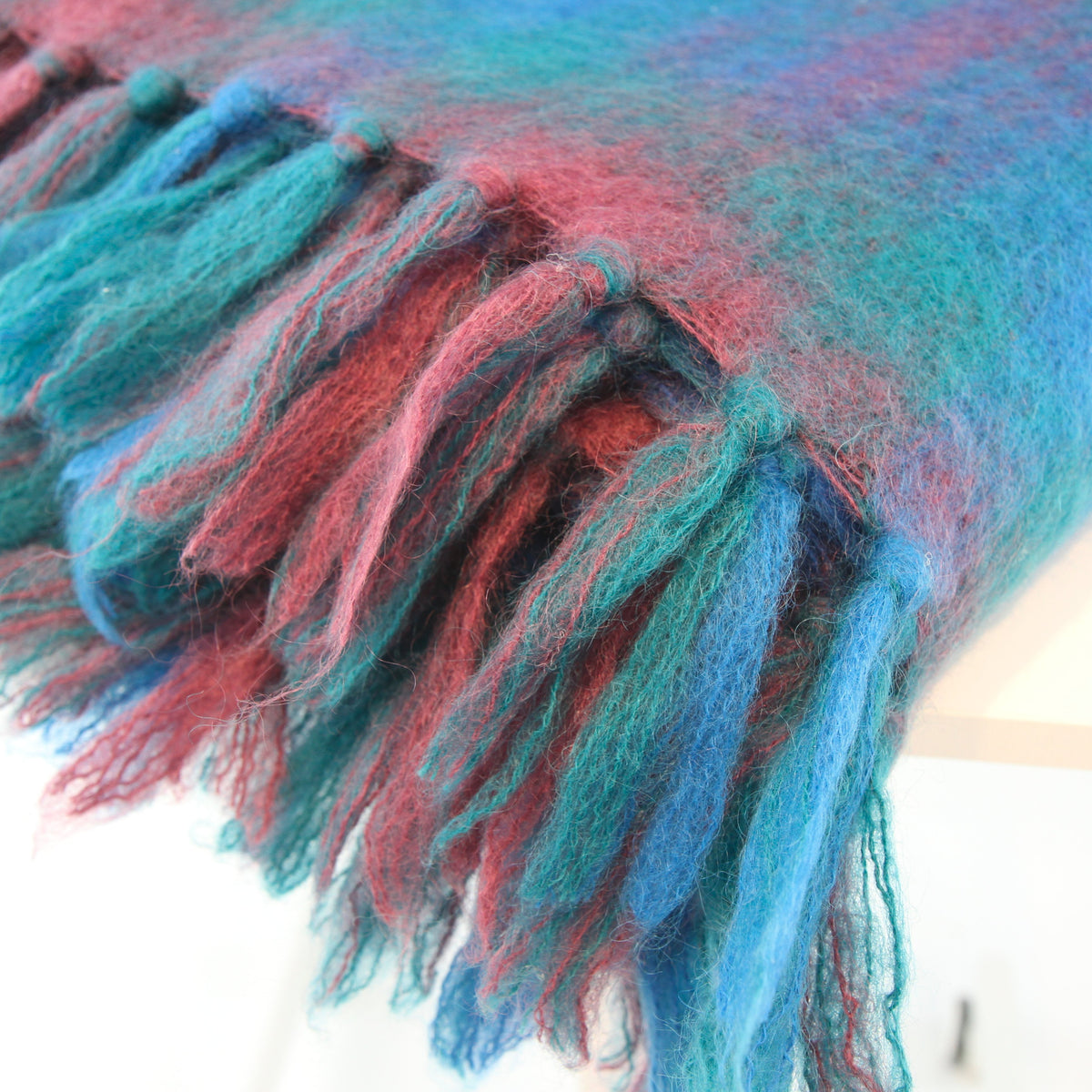 Vintage Donegal Design Mohair Wool Throw Blanket Ireland 57W x 62L