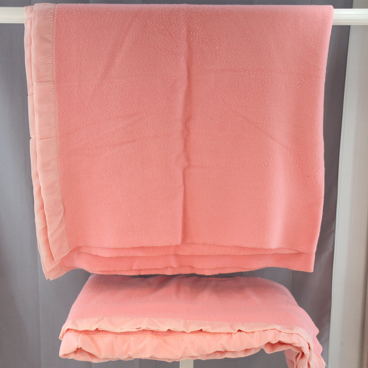 Pair Vintage Pink Acrylic Blankets 68W X 78L