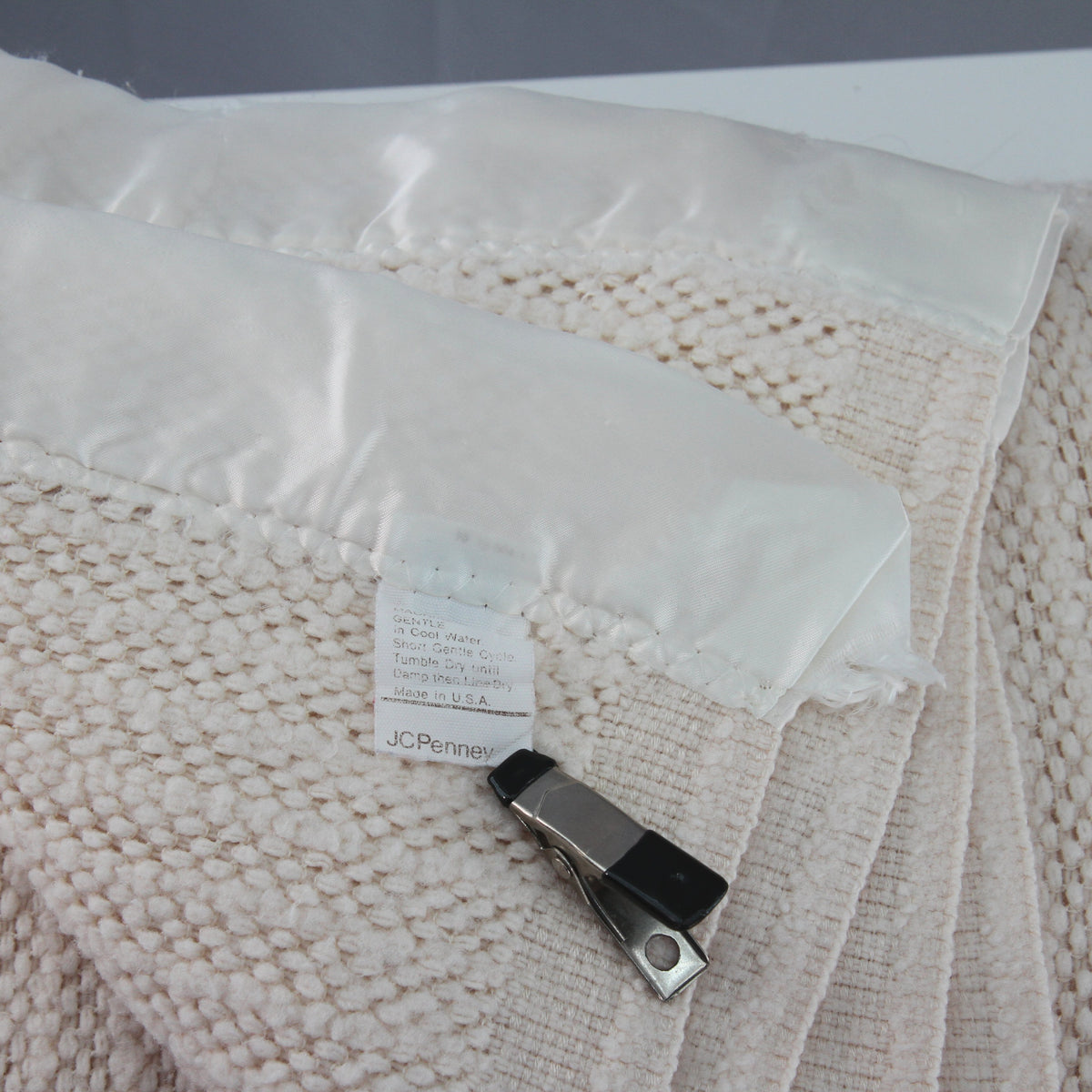 Vintage JC Penney Thermal Blanket Cream 85"W x 88"L