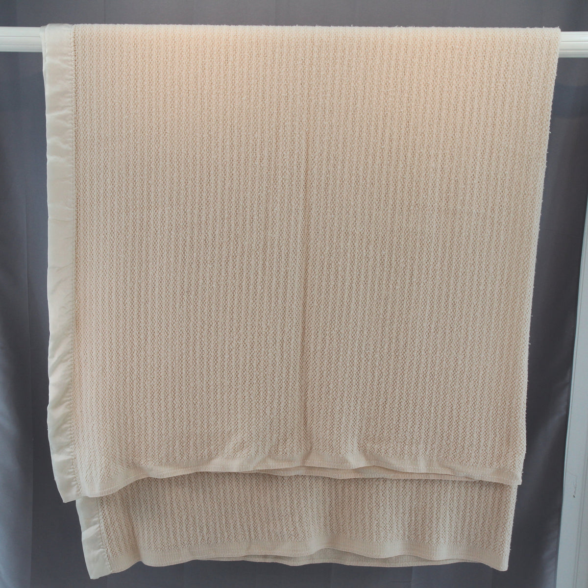 Vintage JC Penney Thermal Blanket Cream 85"W x 88"L