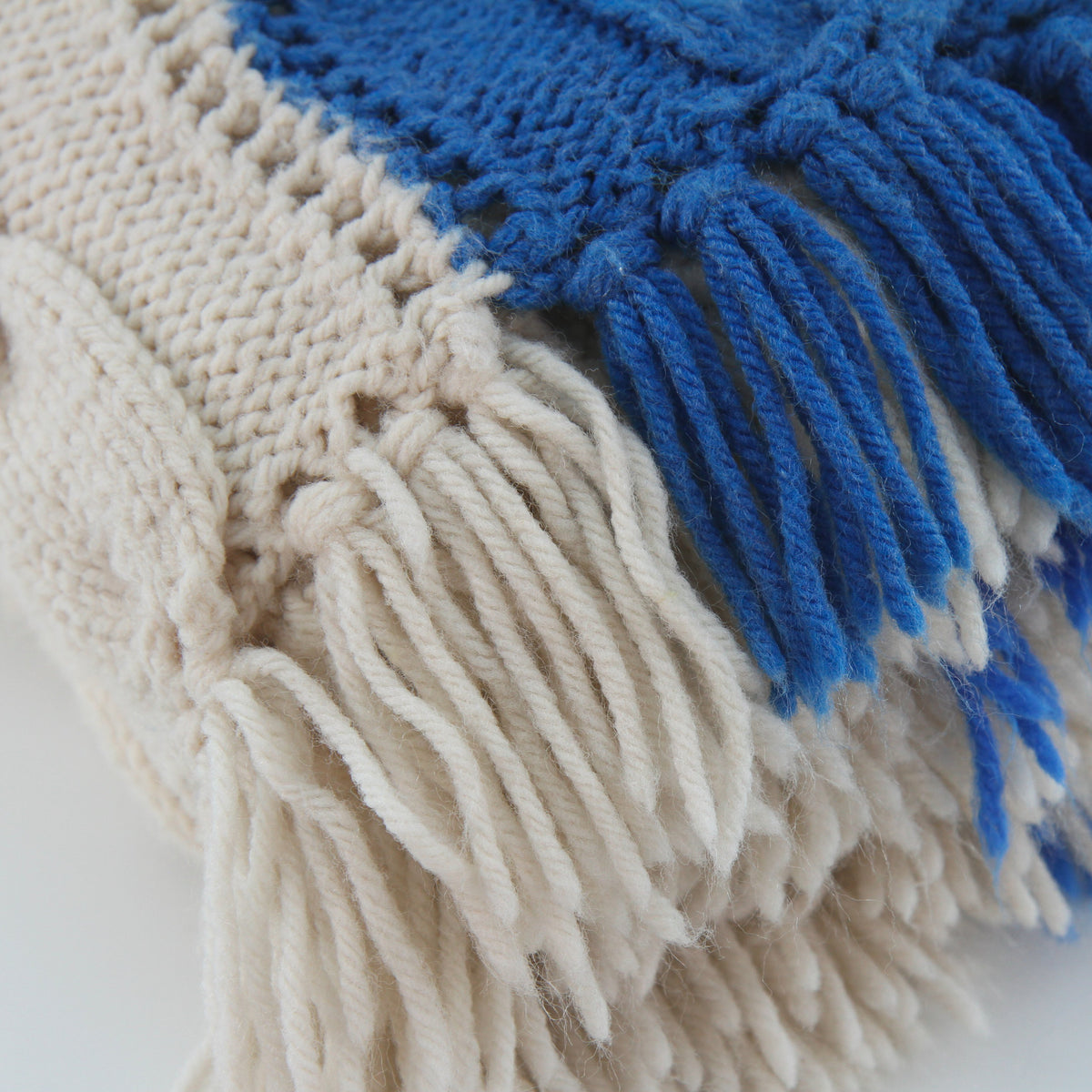 Handmade Crochet Cable Knit Fringed Acrylic Bed Cover Throw 58 X 63