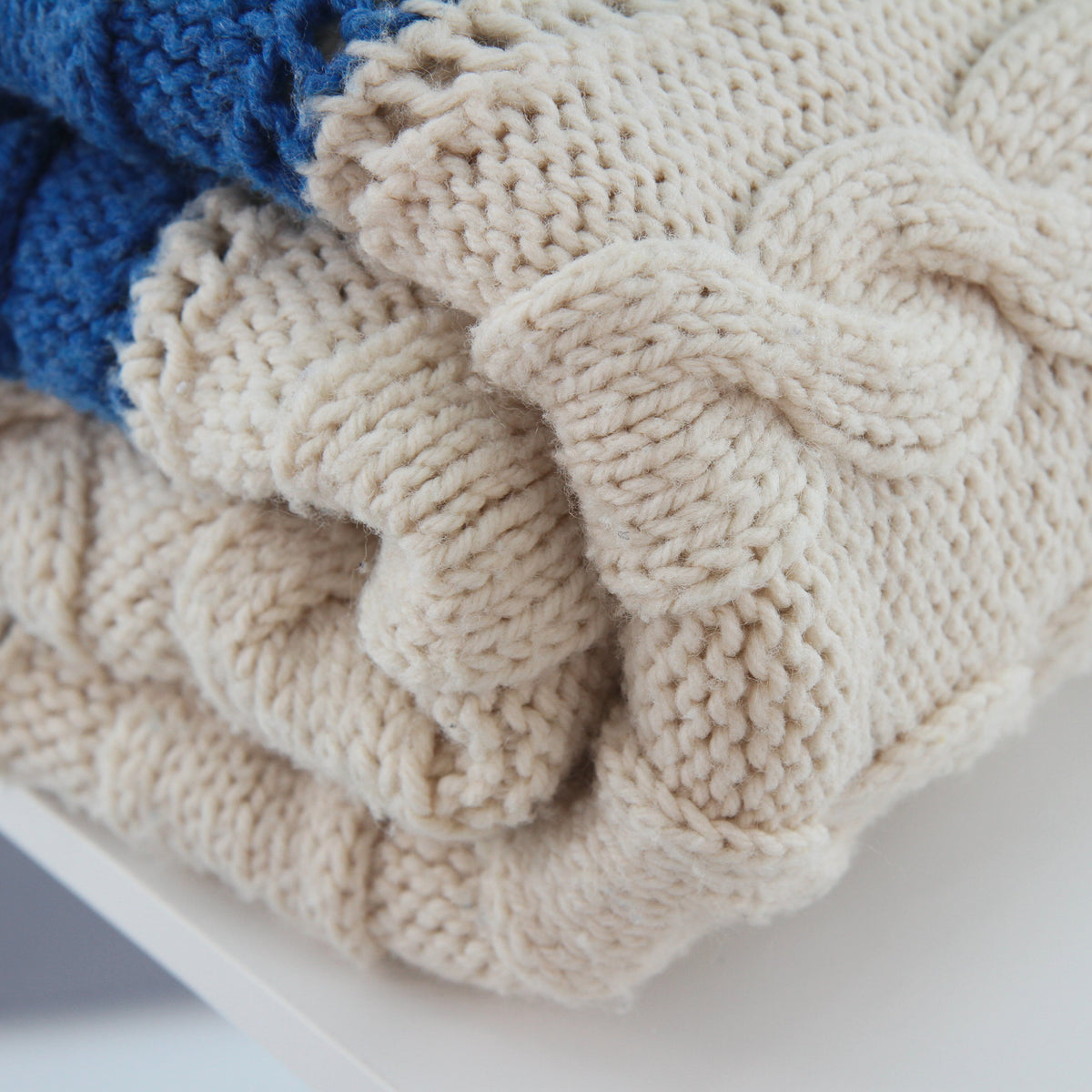 Handmade Crochet Cable Knit Fringed Acrylic Bed Cover Throw 58 X 63