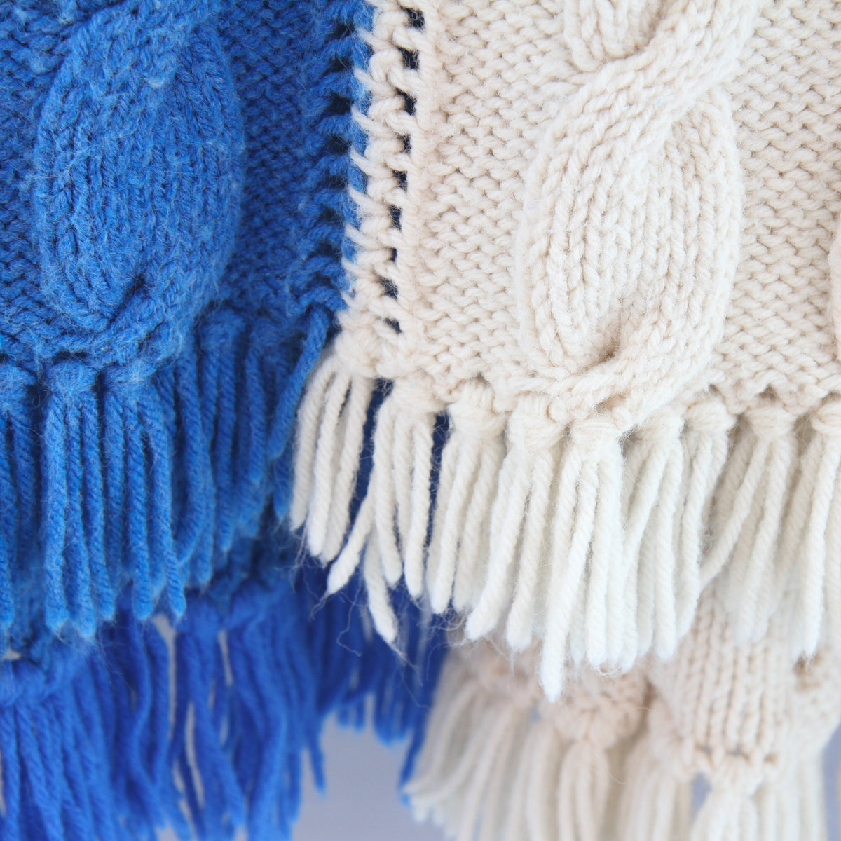 Handmade Crochet Cable Knit Fringed Acrylic Bed Cover Throw 58 X 63