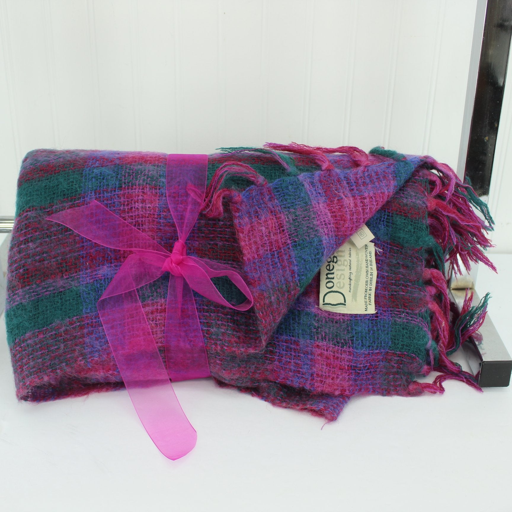 Donegal Hand Crafted Mohair Throw Blanket Awesome Jewel Colors Ireland beautiful gift for you or best friend