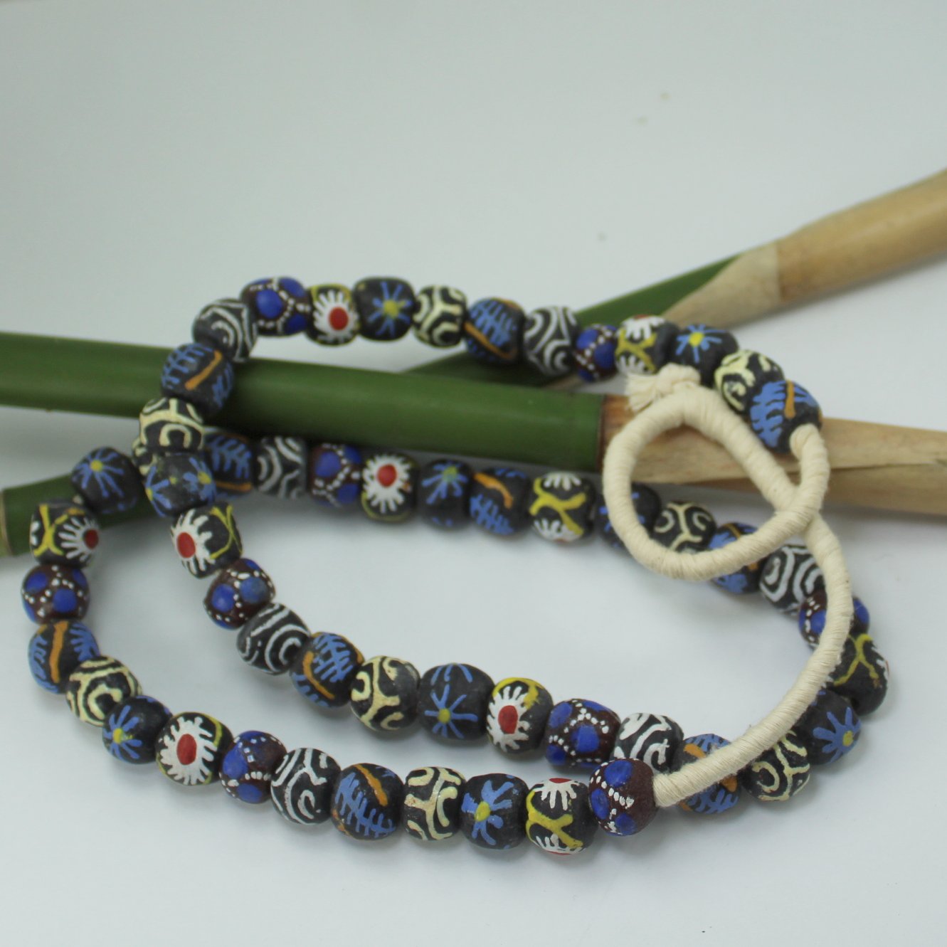 African Hand Made Necklace Colorful Beads Strand Wear DIY Black Blue long strand