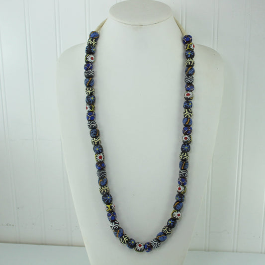 African Hand Made Necklace Colorful Beads Strand Wear DIY Black Blue