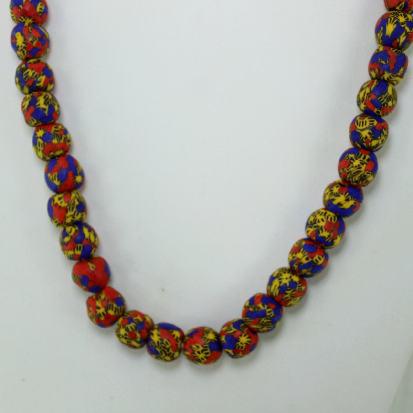 African Hand Made Necklace Colorful Beads Strand Wear DIY Red Yellow Blue partial strand