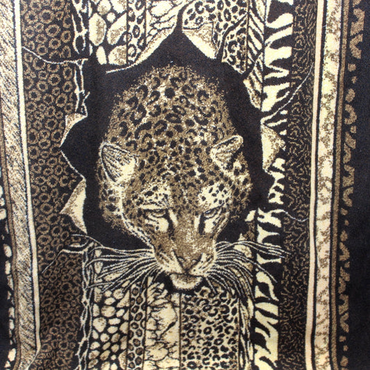 San Marcos Hometex Acrylic Cotton Blanket Leopard African Symbols