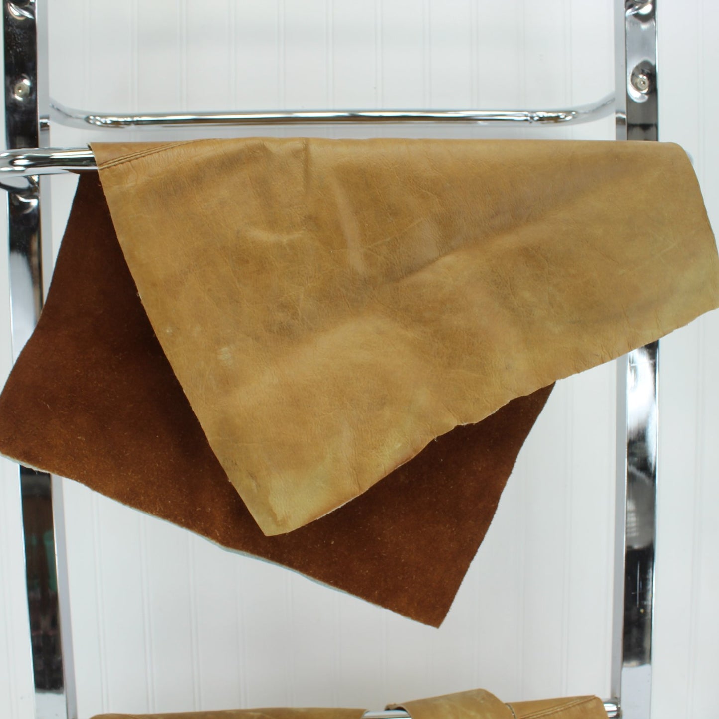 Collection Leather Cowhide Brown Scraps Shoulder Strap DIY Craft cloeup large piece