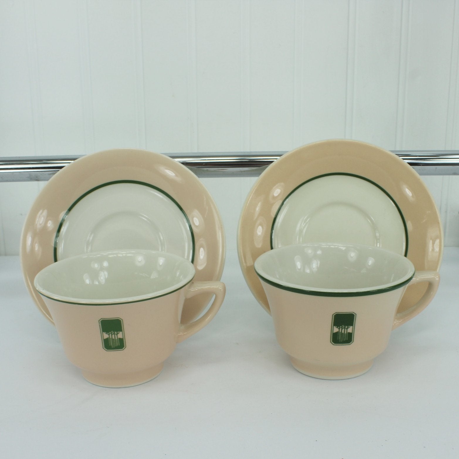 Grove Park 2 Pattern Cups and Saucers Mix Maker Syracuse Mayer Tree Logo excellent condition