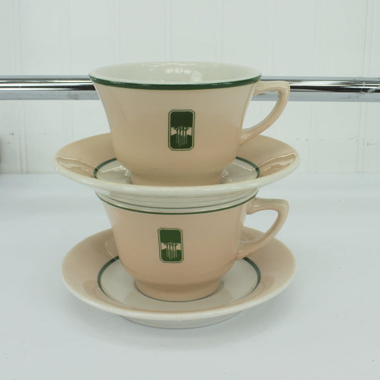 Grove Park 2 Pattern Cups and Saucers Mix Maker Syracuse Mayer Tree Logo