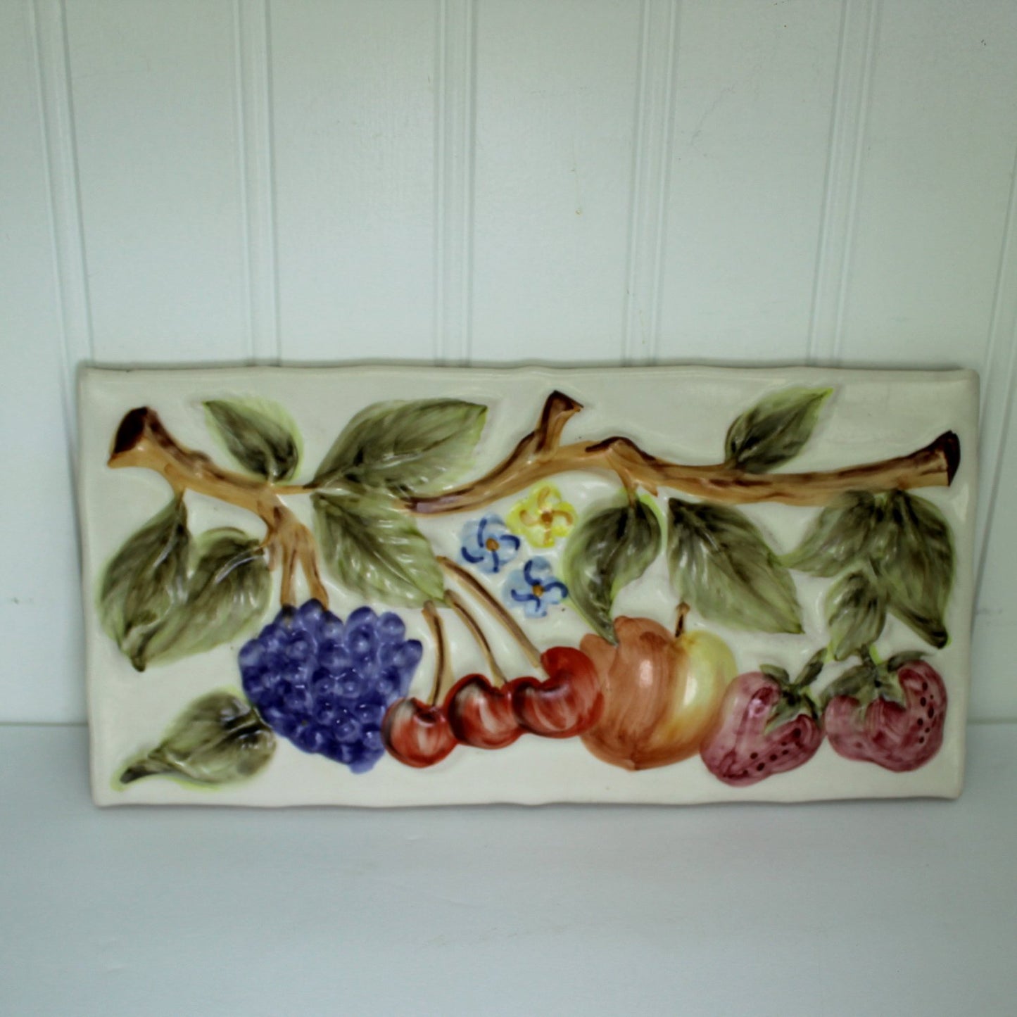 Pair Decorative Tiles DIY Project Kitchen Decor Fruit Bread Miel fruit design