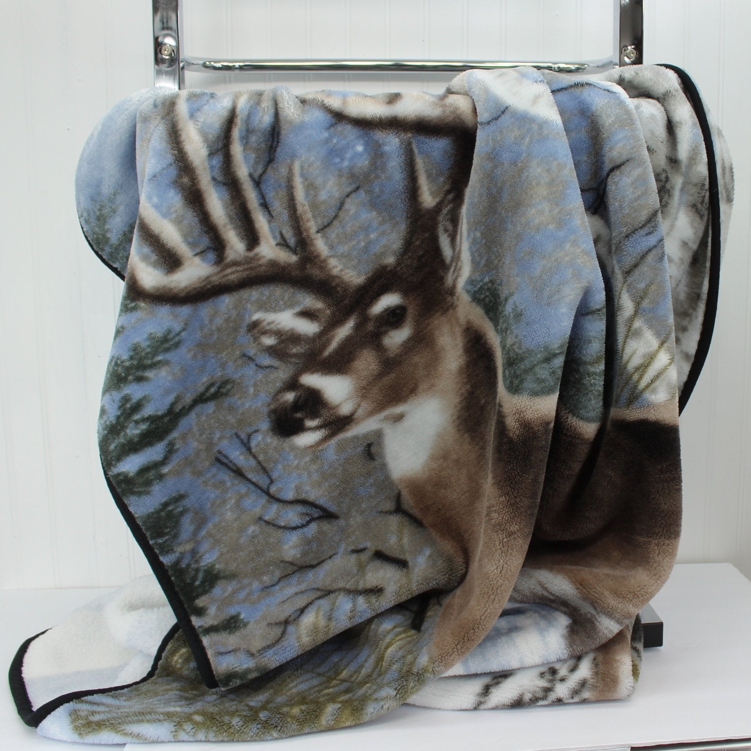 Northwest Throw Blanket Deer Al Agnew Design Early Snow cloeup of animal deer