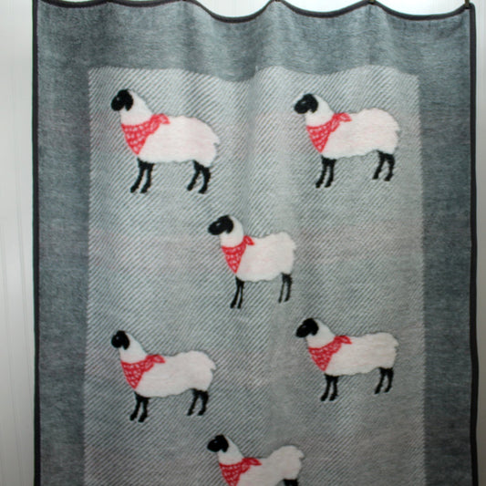 Acrylic Poly Throw Blanket Rows of Sheep in Kerchiefs Mora Spain Maker