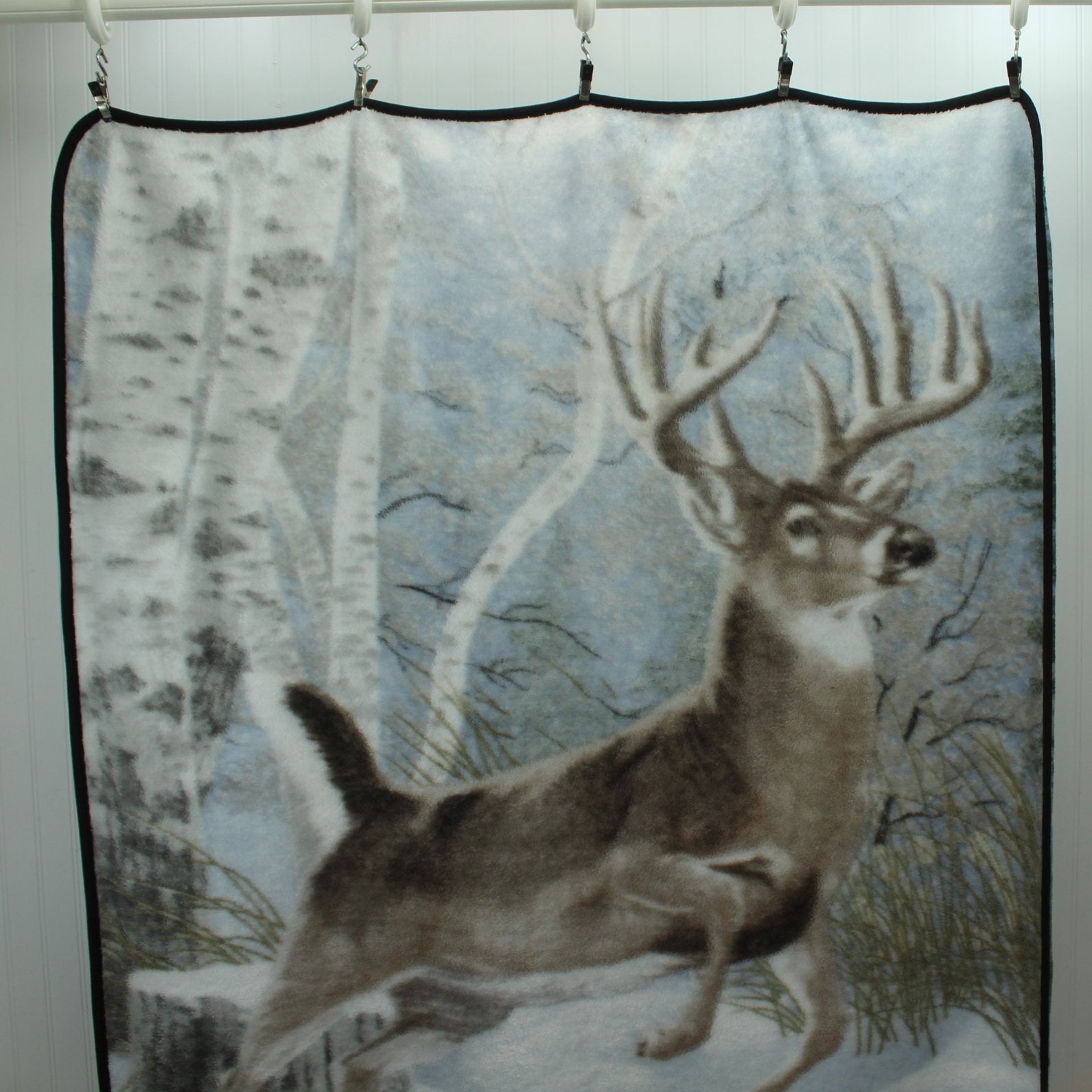 Northwest Throw Blanket Deer Al Agnew Design Early Snow reverse lighter side pix